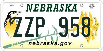 NE license plate ZZP958
