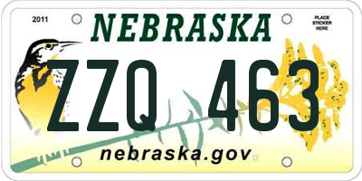 NE license plate ZZQ463