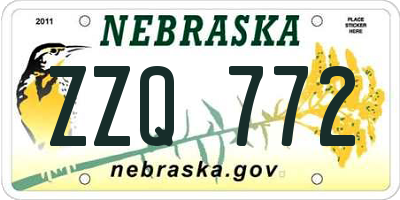NE license plate ZZQ772