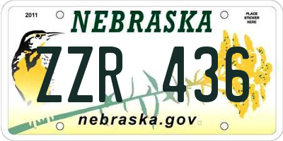 NE license plate ZZR436