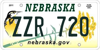NE license plate ZZR720