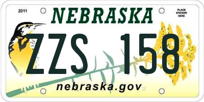 NE license plate ZZS158