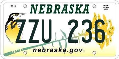 NE license plate ZZU236