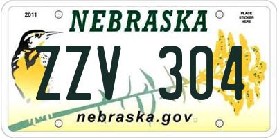 NE license plate ZZV304