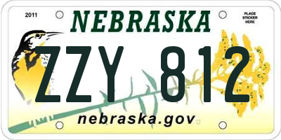 NE license plate ZZY812
