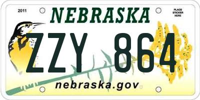 NE license plate ZZY864