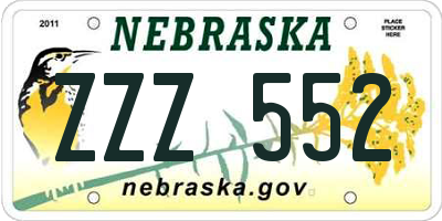 NE license plate ZZZ552