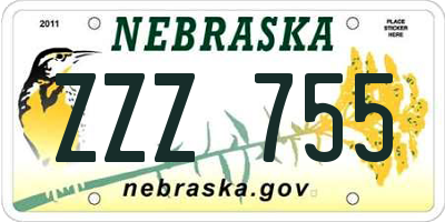 NE license plate ZZZ755
