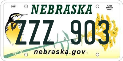 NE license plate ZZZ903