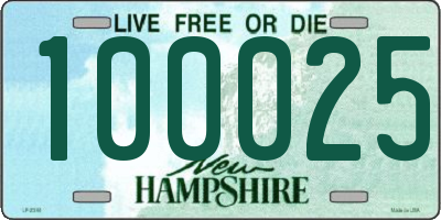 NH license plate 100025