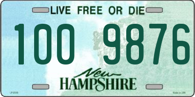 NH license plate 1009876