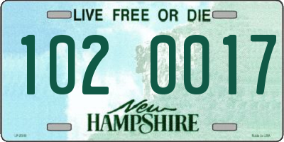 NH license plate 1020017