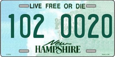 NH license plate 1020020