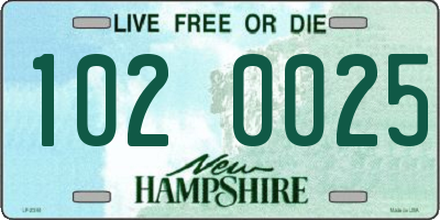 NH license plate 1020025