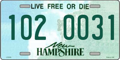 NH license plate 1020031