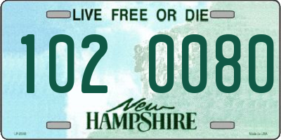 NH license plate 1020080