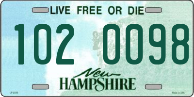 NH license plate 1020098