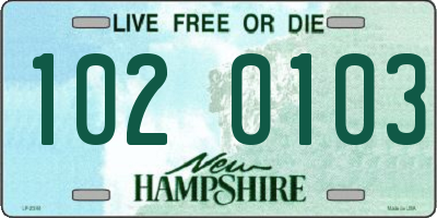 NH license plate 1020103