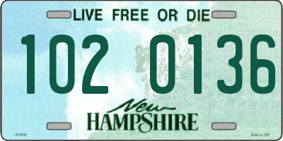 NH license plate 1020136