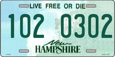 NH license plate 1020302