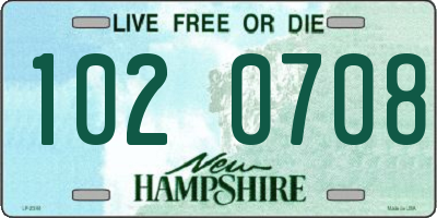 NH license plate 1020708