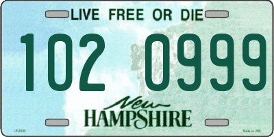 NH license plate 1020999