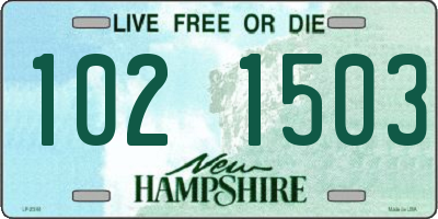 NH license plate 1021503