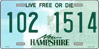 NH license plate 1021514
