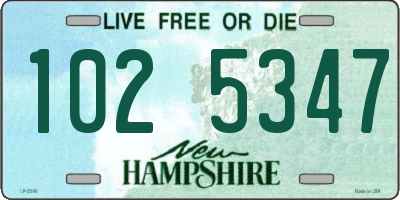 NH license plate 1025347