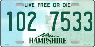 NH license plate 1027533