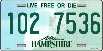 NH license plate 1027536