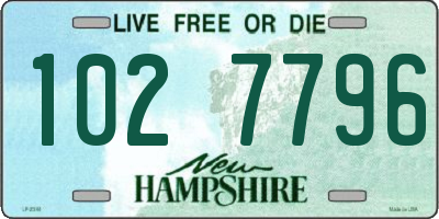 NH license plate 1027796