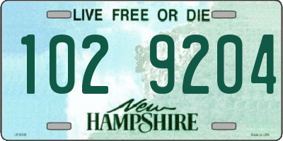 NH license plate 1029204
