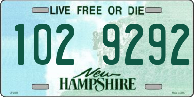 NH license plate 1029292
