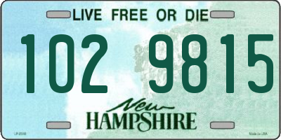 NH license plate 1029815