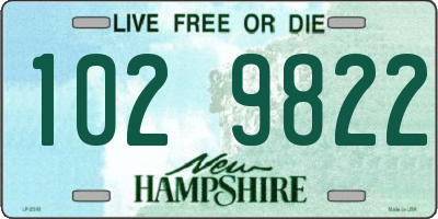 NH license plate 1029822