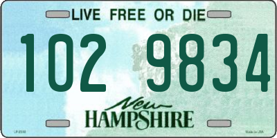 NH license plate 1029834