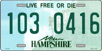 NH license plate 1030416