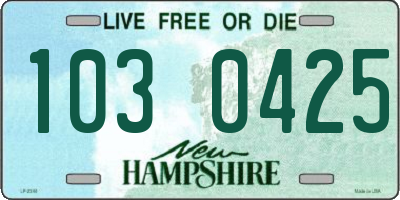 NH license plate 1030425