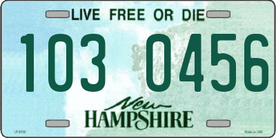 NH license plate 1030456