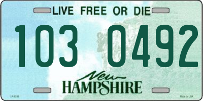 NH license plate 1030492