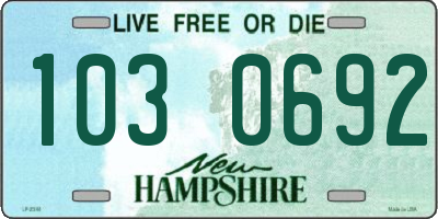 NH license plate 1030692
