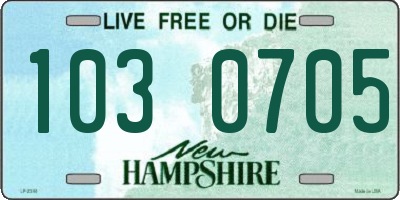 NH license plate 1030705