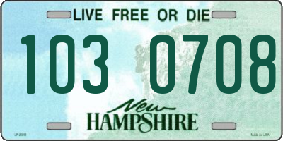 NH license plate 1030708