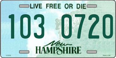 NH license plate 1030720