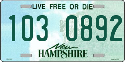 NH license plate 1030892