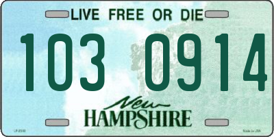 NH license plate 1030914