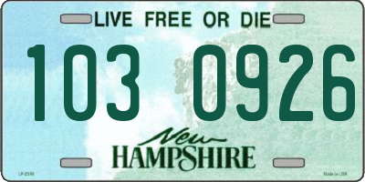 NH license plate 1030926