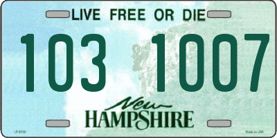 NH license plate 1031007