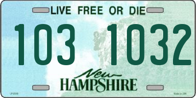NH license plate 1031032